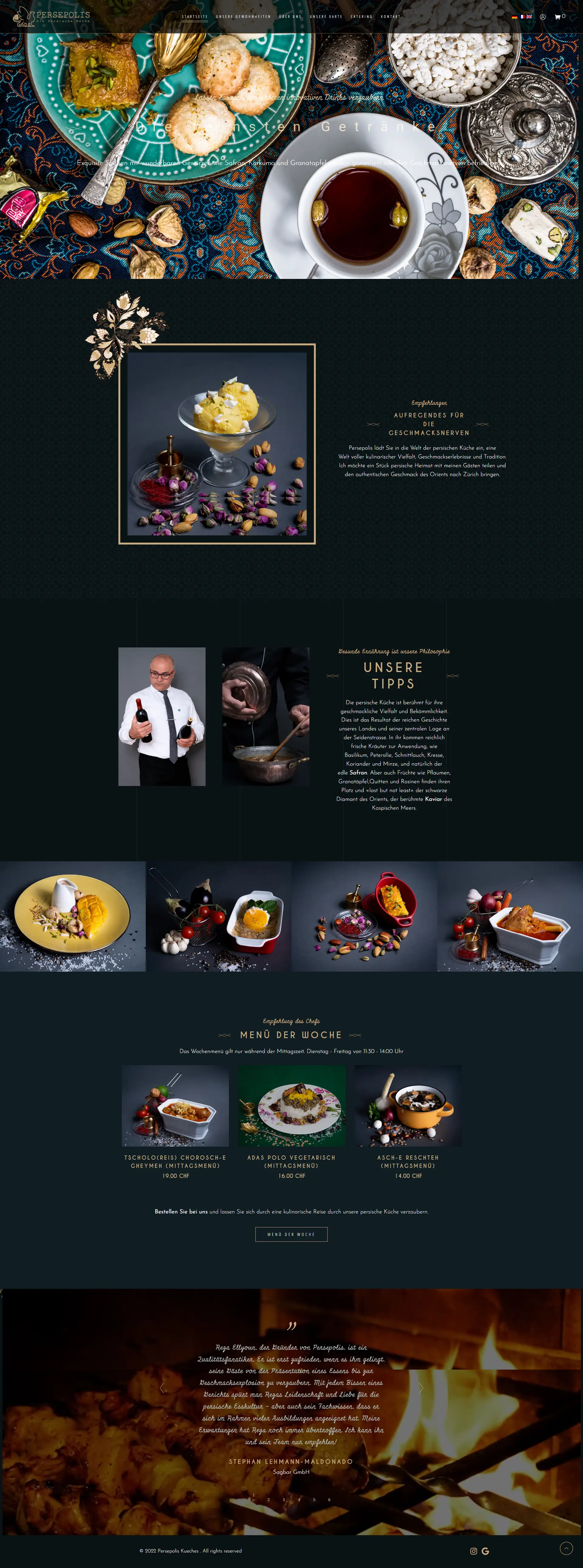 Restaurant Persepolis website screenshot